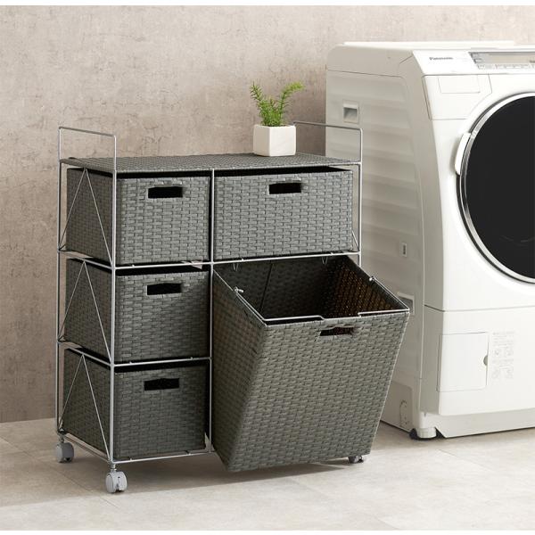 ラック 棚 洗面 水周り おしゃれ アジアン ラタン風 キャスター 引き出し かご バスケットラック シンプル スリム 簡単組立 21,800円