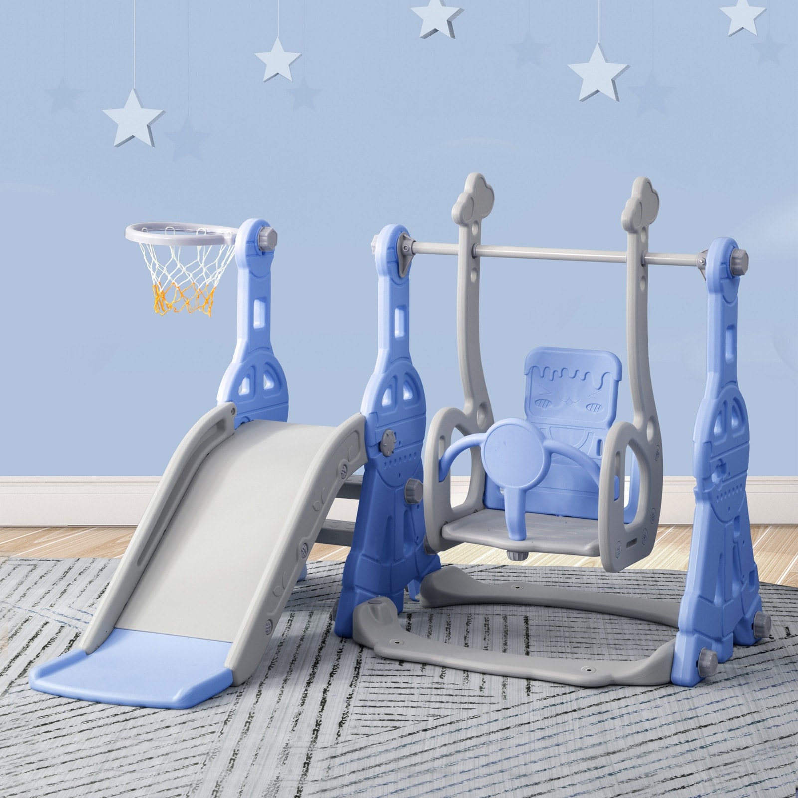 【国内発送送.料無料】滑り台 すべり台 幼児用滑りA21 + HDPE バスケットゴール ブランコ三段階調整可 遊具 室内遊具 屋内 家庭用 大型遊具 プレゼント 耐荷重40kg 1~5歳