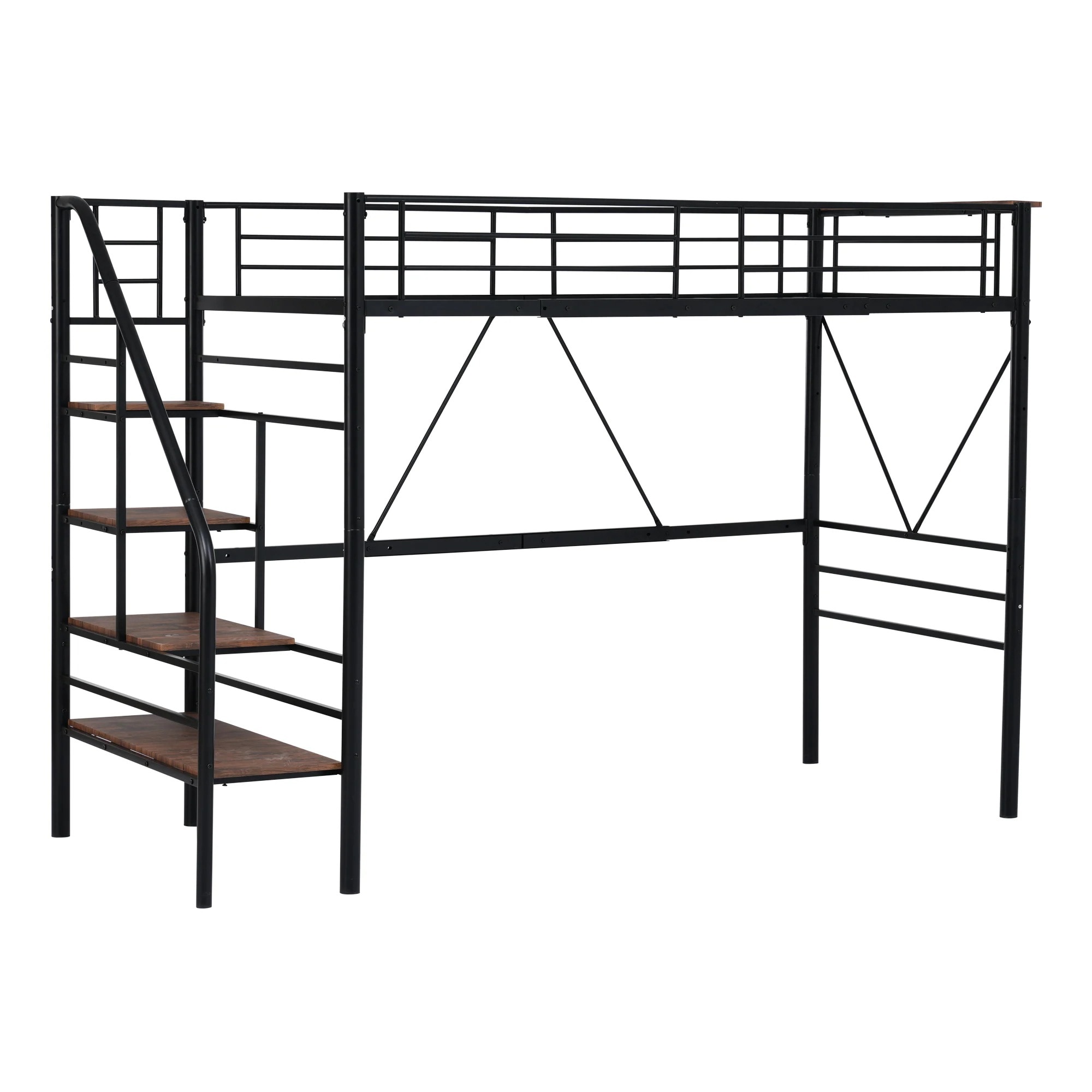 31SD ロフトベッド 階段付き パイプベッドセミダブル コンセント付き 収納 スチール 耐震 ベッド シングル パイプベッド ベッドフレームのみ【SDセミダブル】