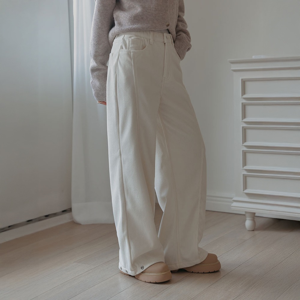 S-XL/スタンダードロングキビオプションマフィンコーデュロイパーライニングツーウェイワイドパンツ