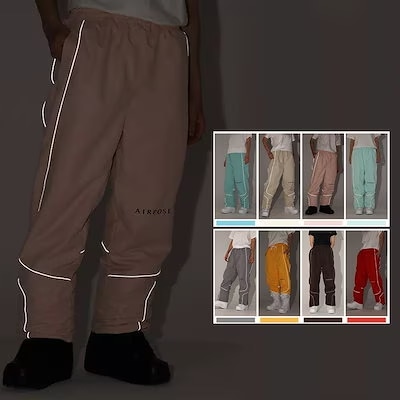 スノーボードウェア ロングパンツ 単品 スキーウェア メンズ レディース 長ズボン ボトムス スノボウェア 男女兼用 光反射ライン