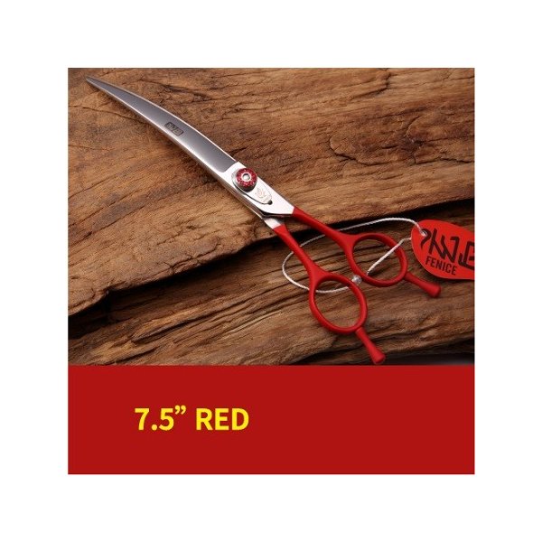 フェニスプロフェッショナル7インチ7.5インチペット小動物グルーミング鋏ヘアカット犬の羊のための湾曲したはさみ Red 7.5 inch