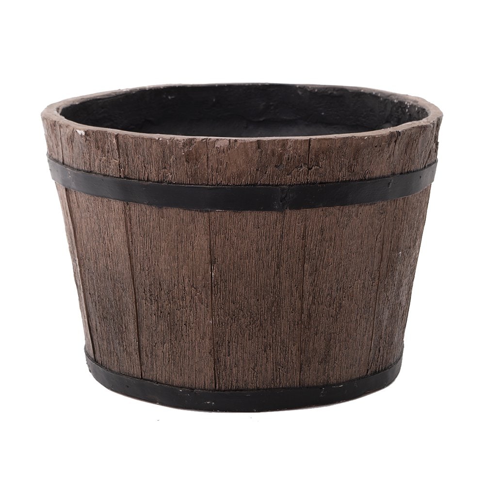 プランター　ＦＲＰ　リアルウッド調樽型プランター　Ｌ４００　中深型　φ４０X２７ｃｍ　ＣＲＣ90―03―05―20―00