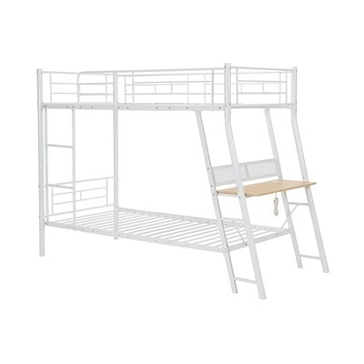 【国内即日発送】ロフトベッド パイプベッド デスク付き シングル パイプ ミドルタイプ シングルベッド 省スペース　コンセント付き