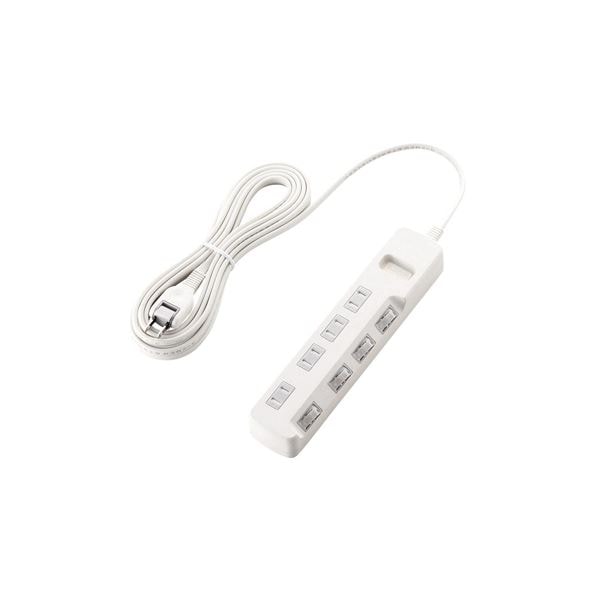 (まとめ)エレコム ほこり防止シャッター付 雷ガードタップ T-K6A-2450WH(×2セット)