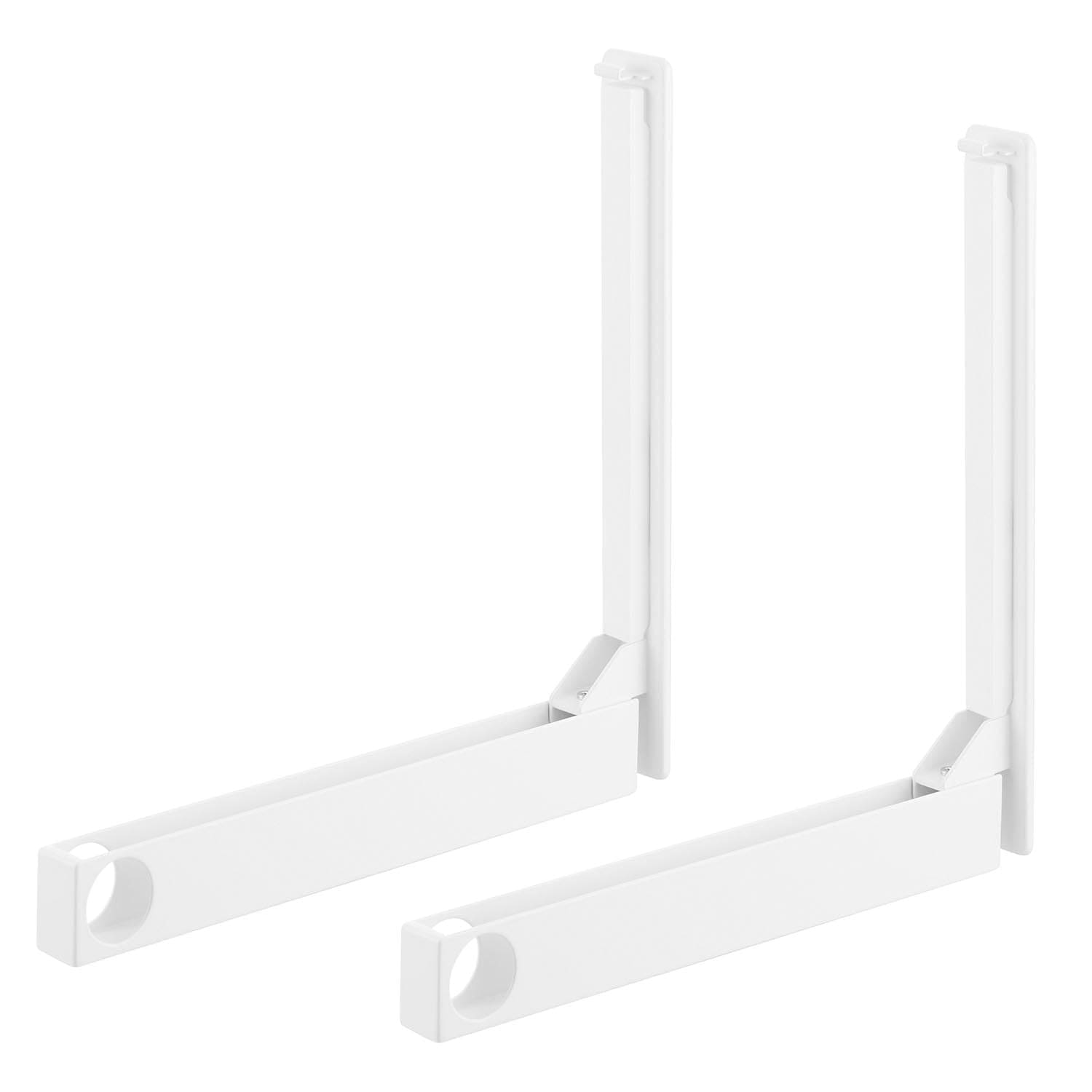 【石こうボードピンセット・木ネジ 付属】 ウォール 折り畳み 物干し竿ホルダー 2個組 石こうボード壁対応 ホワイト 収納時:W4×D6×H33.5cm(1つあたり) タワー tower 物干し竿を掛