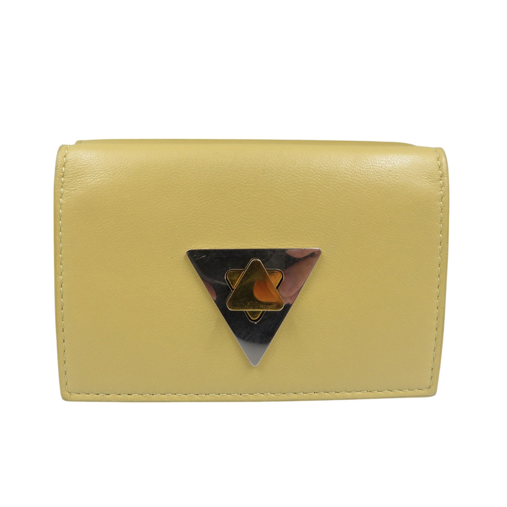 美品 ボッテガヴェネタ トライアングル タイニーウォレット 三つ折り財布 カーフ/カーフ ベージュ 0425【中古】BOTTEGAVENETA レディース 17,182円