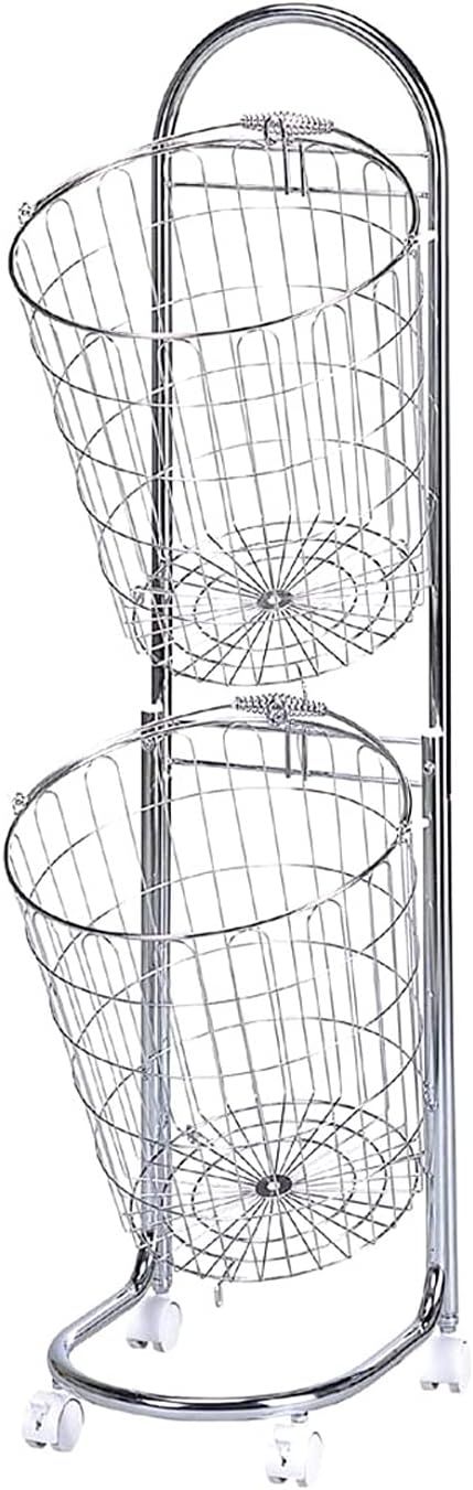 ランドリーバスケット 2段 【日本製】 省スペースに置ける 衣類が取り出しやすい バスケット取り外しOK キャスター付き ステンレス 洗濯かご ランドリーラック ワゴン 20680