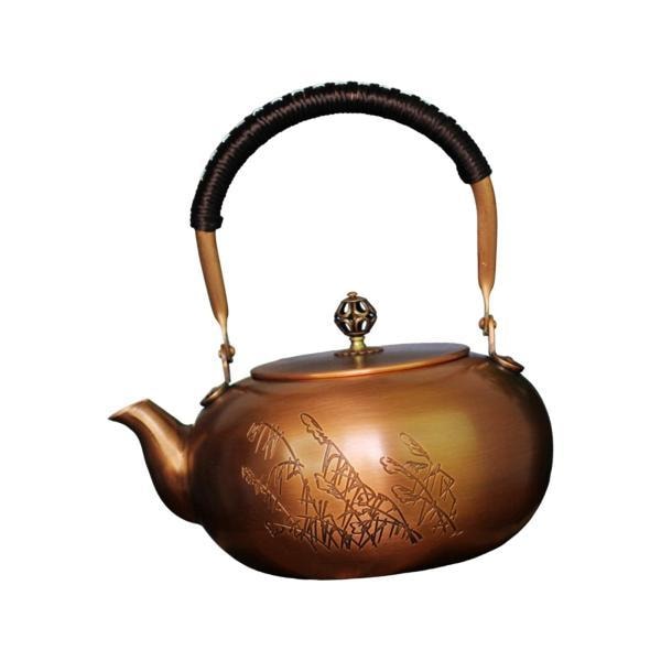 コンロ用ティーポット 1.8L 漏れ防止 ウォーターミルクウォーマー ジュースジャー ウォーターピッチャー 銅製ティーケトル ティーパーティー コーヒ
