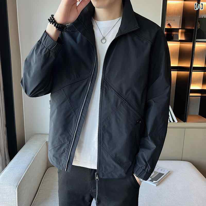 メンズ ファッション フ軽量 涼しい ジャケット 春秋 韓国 スリムフット 服 レトロ ワークウェア カジュアル ジャケット