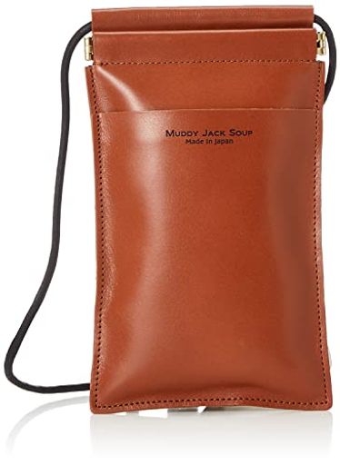 [マディジャックスープ] スマホショルダー 本革 メンズ レディース 牛革 レザー 薄型 がま口 ワンタッチ ストラップ付き COLORS 本革スマホショルダー NO.76019 キャメル