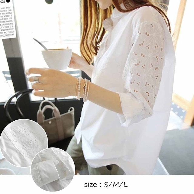 花柄透かし刺繍ブラウス Floral Lace Embroidery