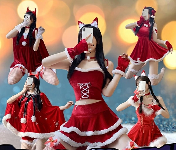 サンタ トナカイ コスプレ クリスマス豪華衣装 セット サンタクロース セクシー セクシーサンタ ロンパース サンタコス コス コスチューム サンタコスチューム レディース 可愛い 忘年会 仮装