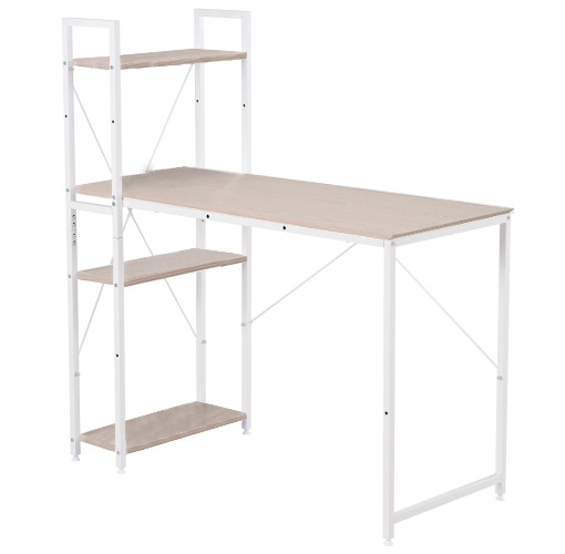 【国内発送】932【人気商品 木目調ホワイト】パソコンデスク ラック付き 調整可能　デスク ワークデスク 木製 学習デスク