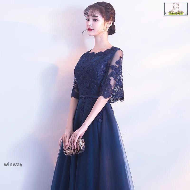 今すぐ欲しい！レディース ロングドレス 五分袖 レース チュール ワンピース 無地 プリンセスドレス 花嫁の介添えドレス 結婚式 二次会 パーティー 演奏会 発表会 披露宴