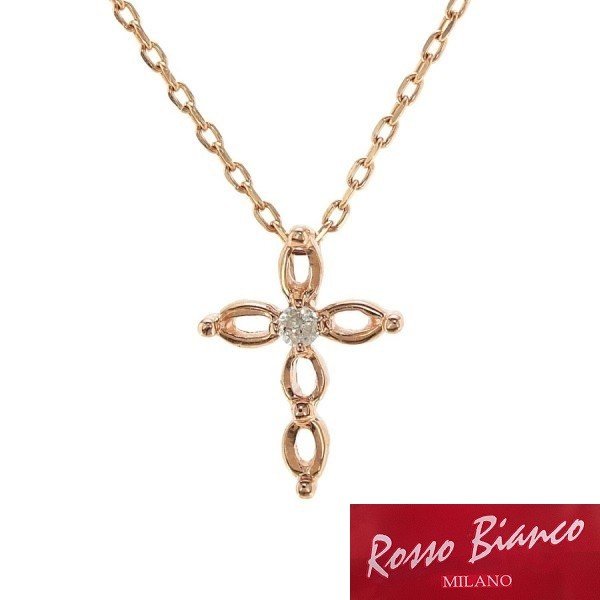 クリアランスセール 大特価 ロッソビアンコ ミラノ ピンクゴールド レディース ダイヤモンド クロス ネックレス ペンダント MILANO K10 PG RBKJ-014 チェーン アクセサリー