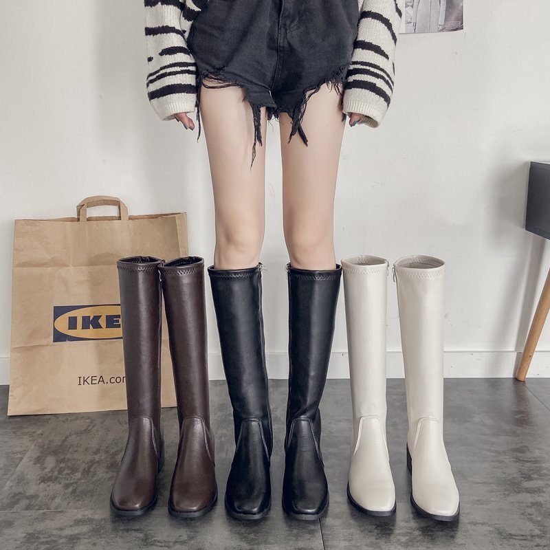 レディース ブーツ 5cm 太ヒール ローヒール フラット ぺたんこ ラウンドトゥ 美脚 脚長 フェイクレザー かわいい 大人可愛い きれいめ シンプル カジュアル おしゃれ エレガント ラフ 主役級