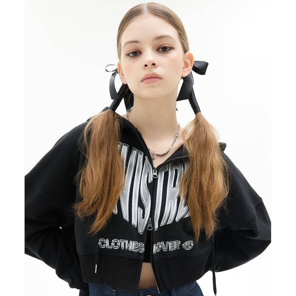 ラブは本当です [返品無料] VL 2ウェイクロップフードジップアップ (ブラック)