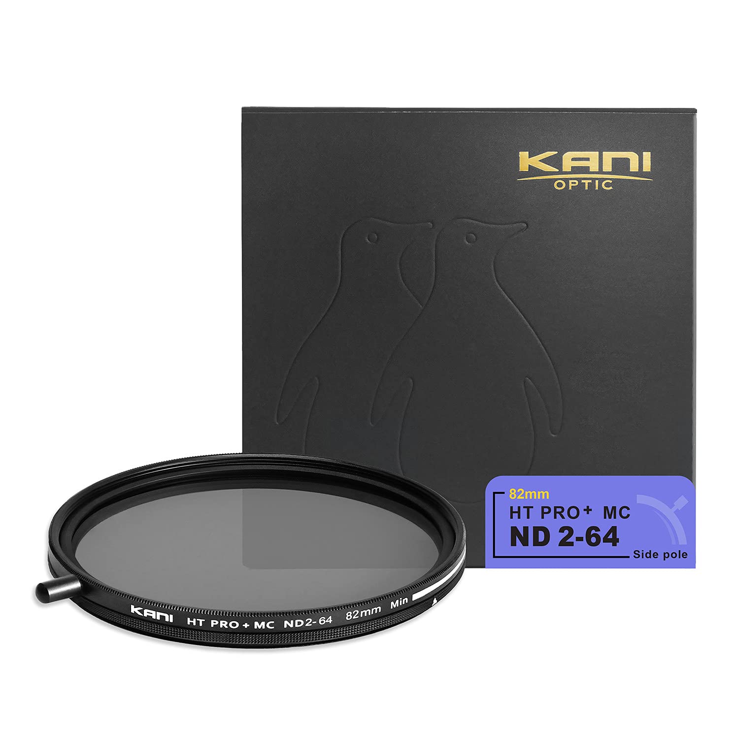 KANI 82mm 可変NDフィルター HT PRO+ MC ND2-64 減光効果最大6絞り分 着脱式調整用ノブ付 高濃度時X状ムラ抑制 低反射 撥水 撥油 防汚 ナノコーティング 809261