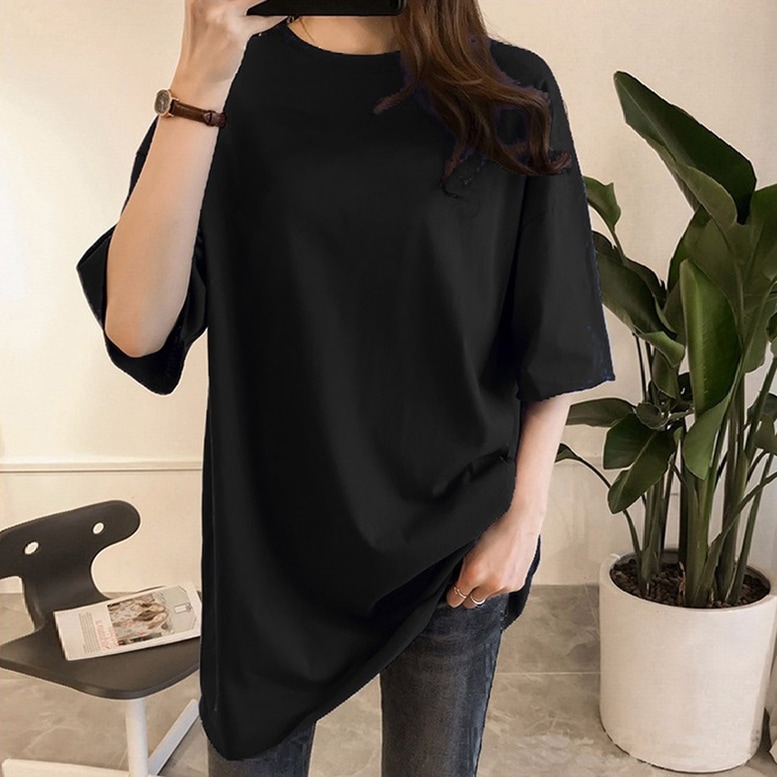 Tシャツ トップス ビッグTシャツ レディース オーバーTシャツ ゆるTシャツ チュニックシャツ ビッグシルエット 半袖 5分袖 ドロップショルダー ロングシャツ 無地 青 紫 青 緑 灰色 茶色