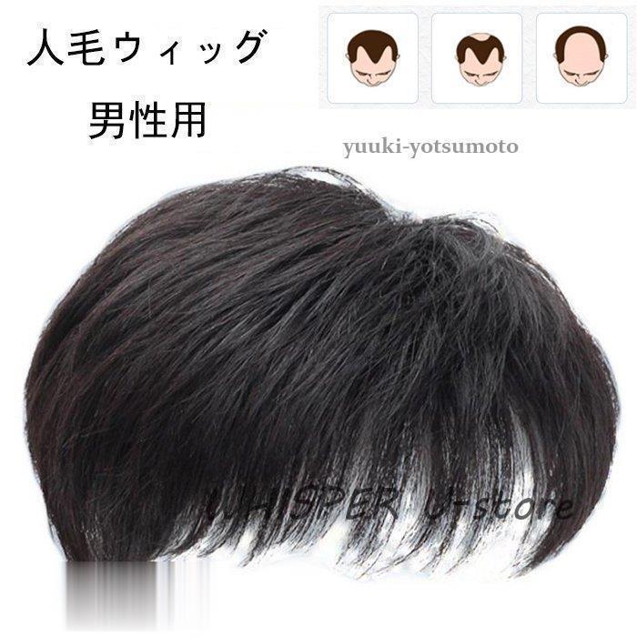 ウィッグ 男性用 かつら 人毛ウィッグ 中 自然黒 ブラック 日常用 かつら 人毛かつら メンズヘア ショート お父さん プレゼント【今月限定SALE】