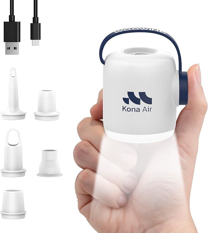 電動エアーポンプ 空気入れ 空気抜き 高速充填 USB充電式 携帯エアーポンプ 日本語取扱説明書付き Kona Air(ホワイト)