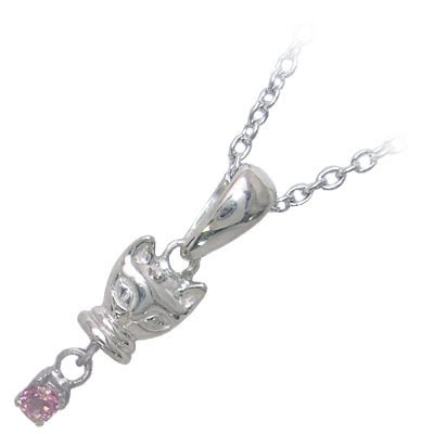 幸せを招く猫モチーフ ( 10月誕生石 ) シルバー ピンクトルマリンペンダントネックレス楽ギフ_包装