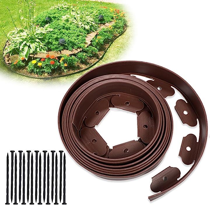 ガーデンエッジ フェンス 花壇 土留め 芝生 根止め 高さ10cm 仕切り 柵 園芸 ガーデニング diy 高さ10cmx長さ5m( ブラウン, 高さ10cmx長さ5m)