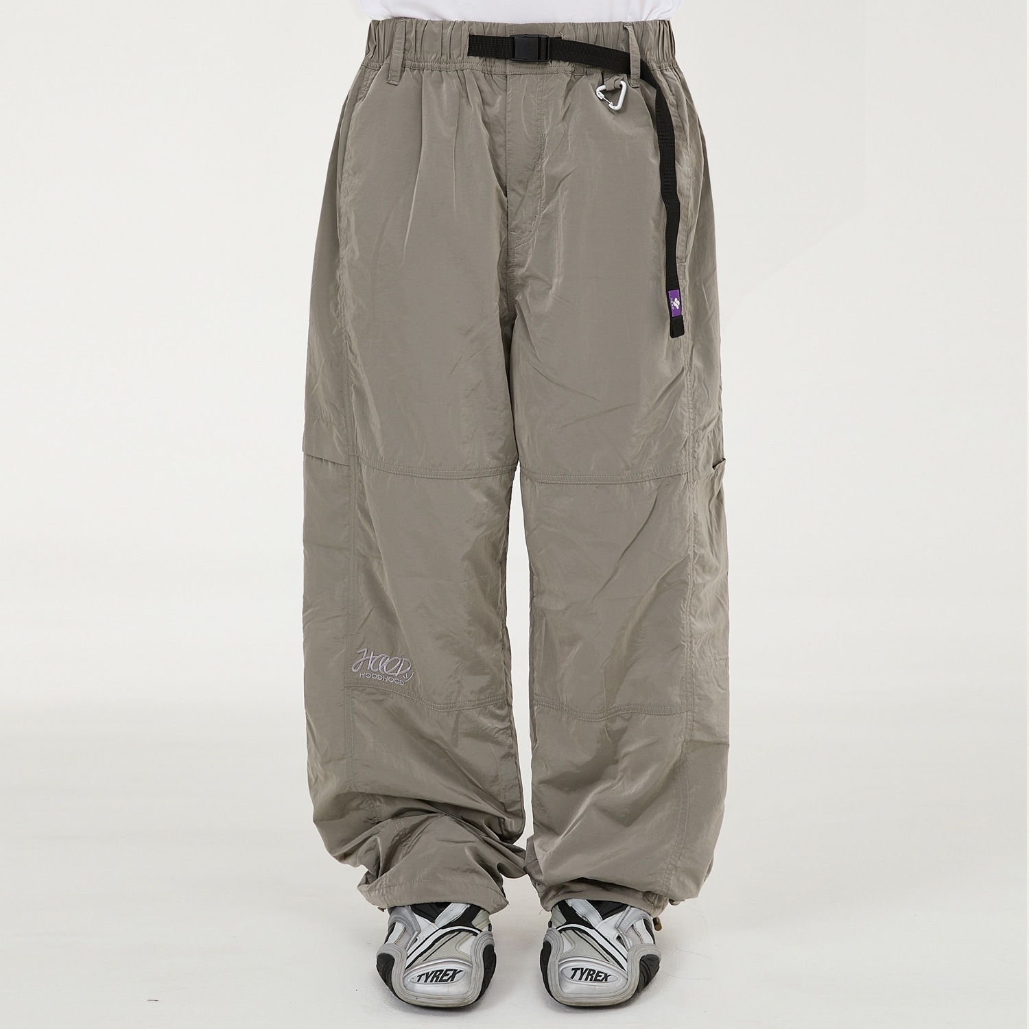 Section cargo banding nylon pants GREY
