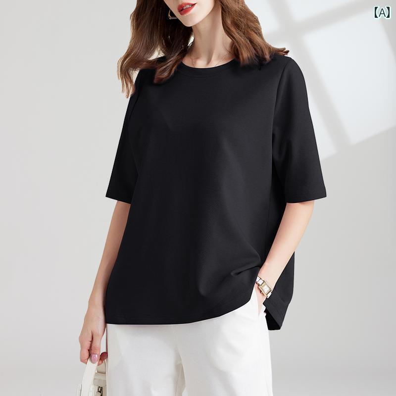 Tシャツ　　インナー 大きめ サイズレディース 服 2025 夏 mm スリミング お腹 カバー 肉 エア コットン Tシャツ トップス