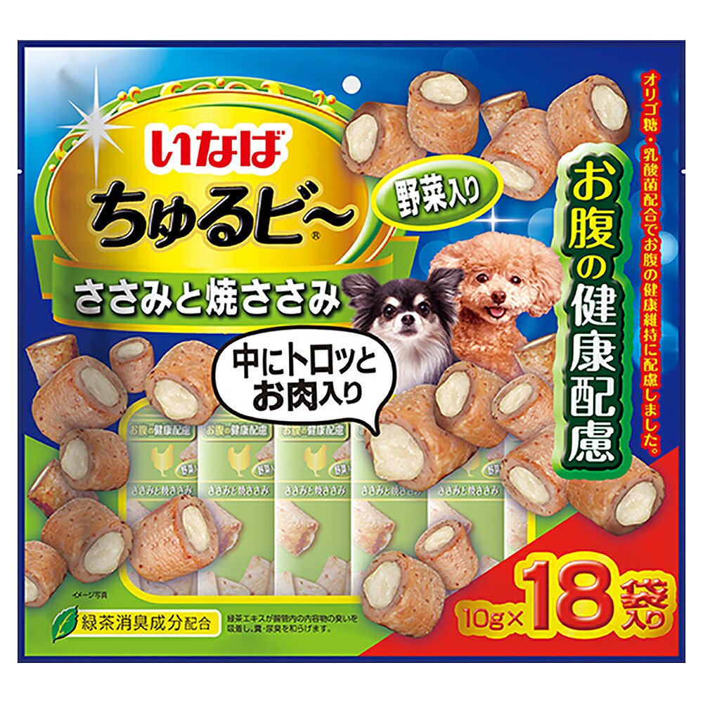 いなば　ちゅるビー　ささみと焼ささみ　野菜入り　お腹の健康配慮　１０ｇX１８袋入りX１２　ＣＲＣ45―14―35―01―00