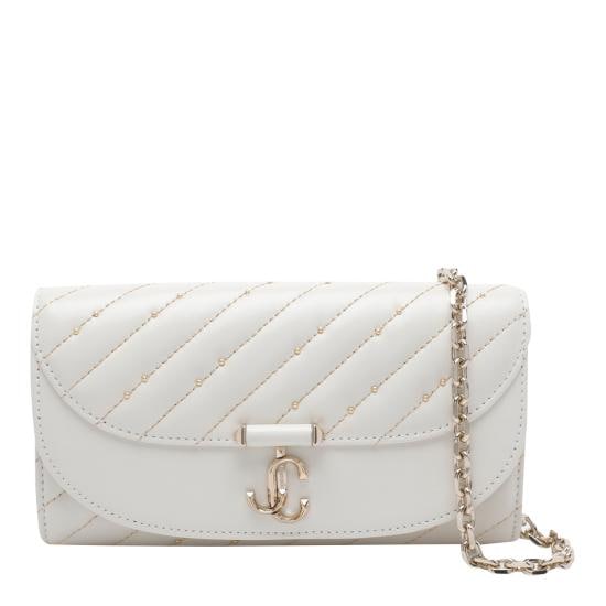 JIMMY CHOO Women Wallet AVN CURVE WALLET CHN CQMLATTE SHINY GOLD White