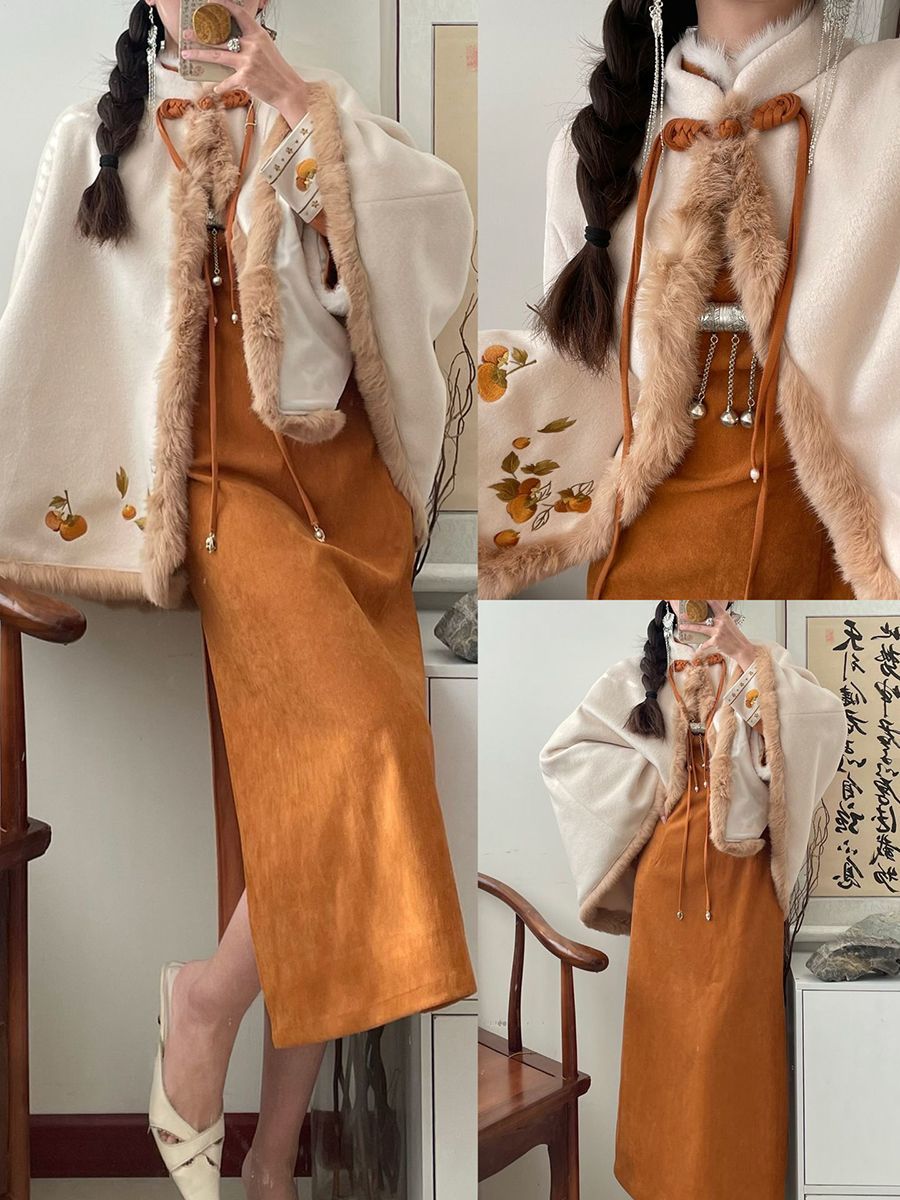 2023冬改良版漢服マント漢要素風アウターチャイナドレス高貴な日常