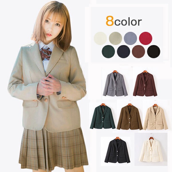 卒業式 スーツ 女の子 スクールブレザー ブレザー 長袖 学生服 高校生 中学生 制服 ジャケット カジュアルスーツ テーラードジャケット レギュラータイプ 無地 ジャケット オフホワイト 赤 紺色