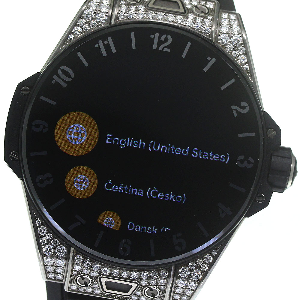 ウブロ HUBLOT 440.NX.1106.RX.1704 ビッグバンe チタニウム ラグダイヤ クォーツ メンズ 箱付き_780996【中古】