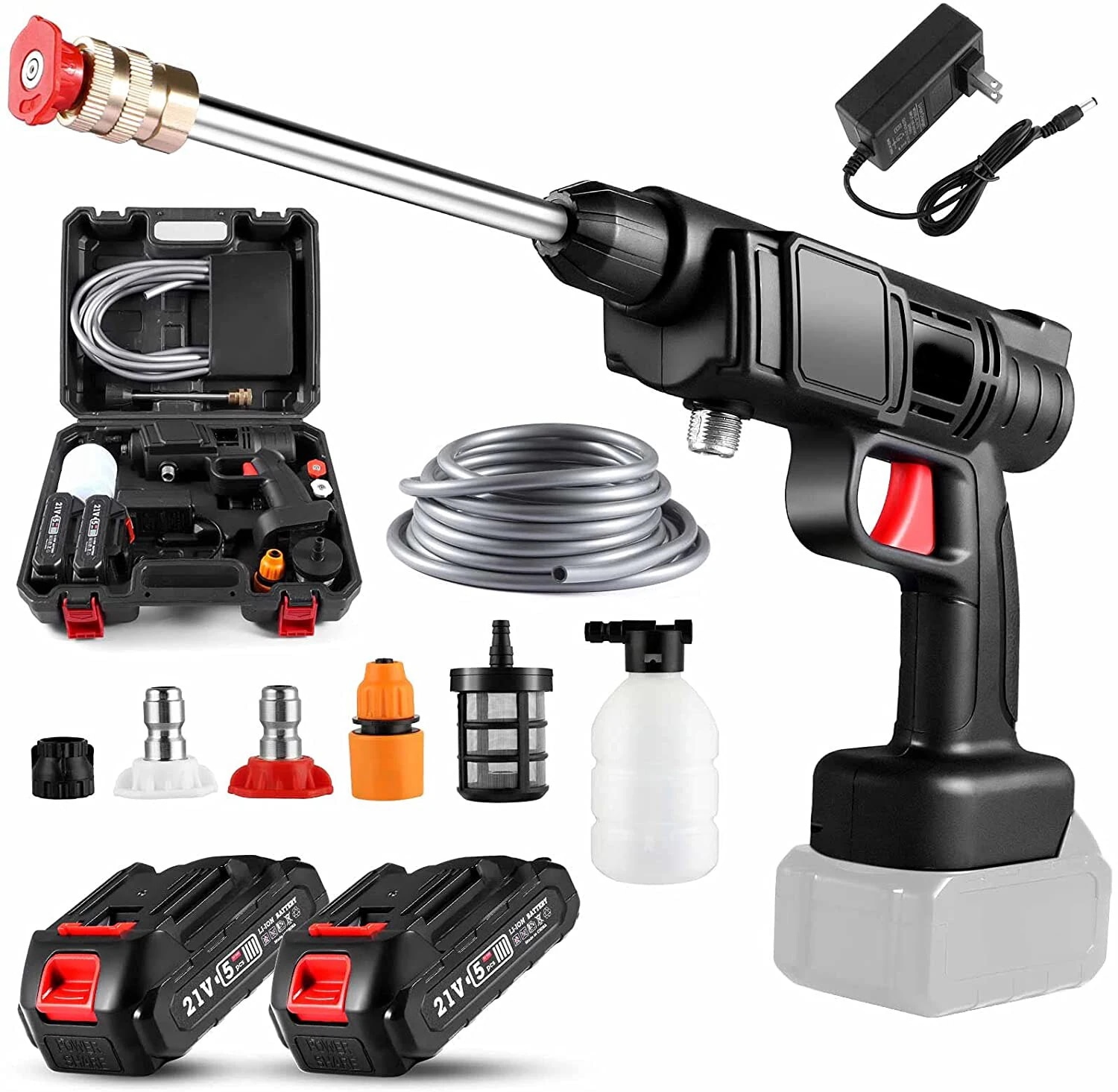 高圧洗浄機 充電式 コー ハンディウォッシャー ２つバッテリー搭載 自吸式 軽量 強力洗車掃除