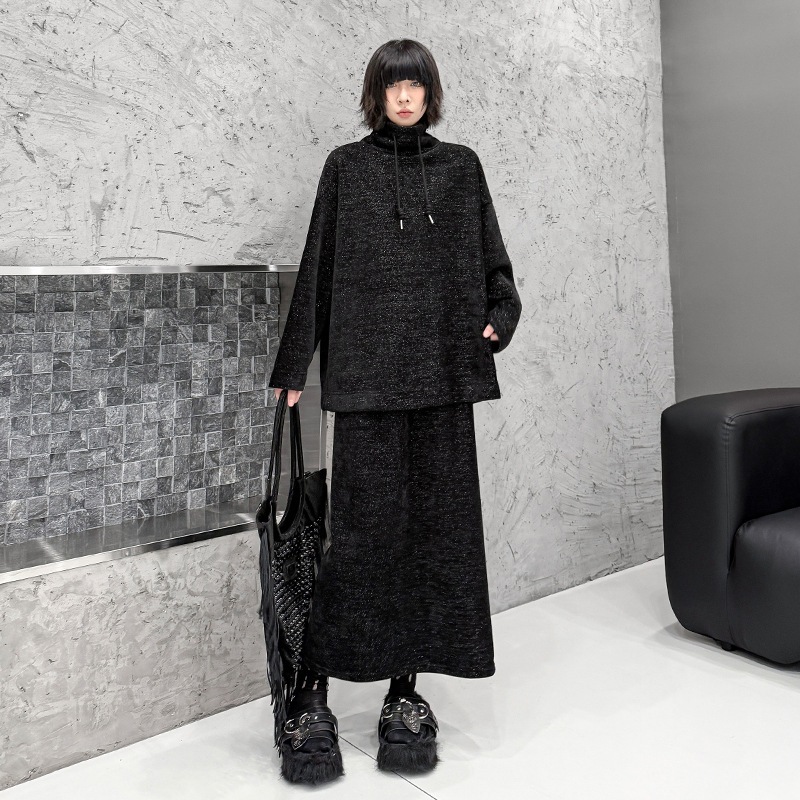 【J.Fashion】 トレーナー 上下セット スカートセット おしゃれ タートルネック レディース セットアップ 関連商品購入可能 メガ割