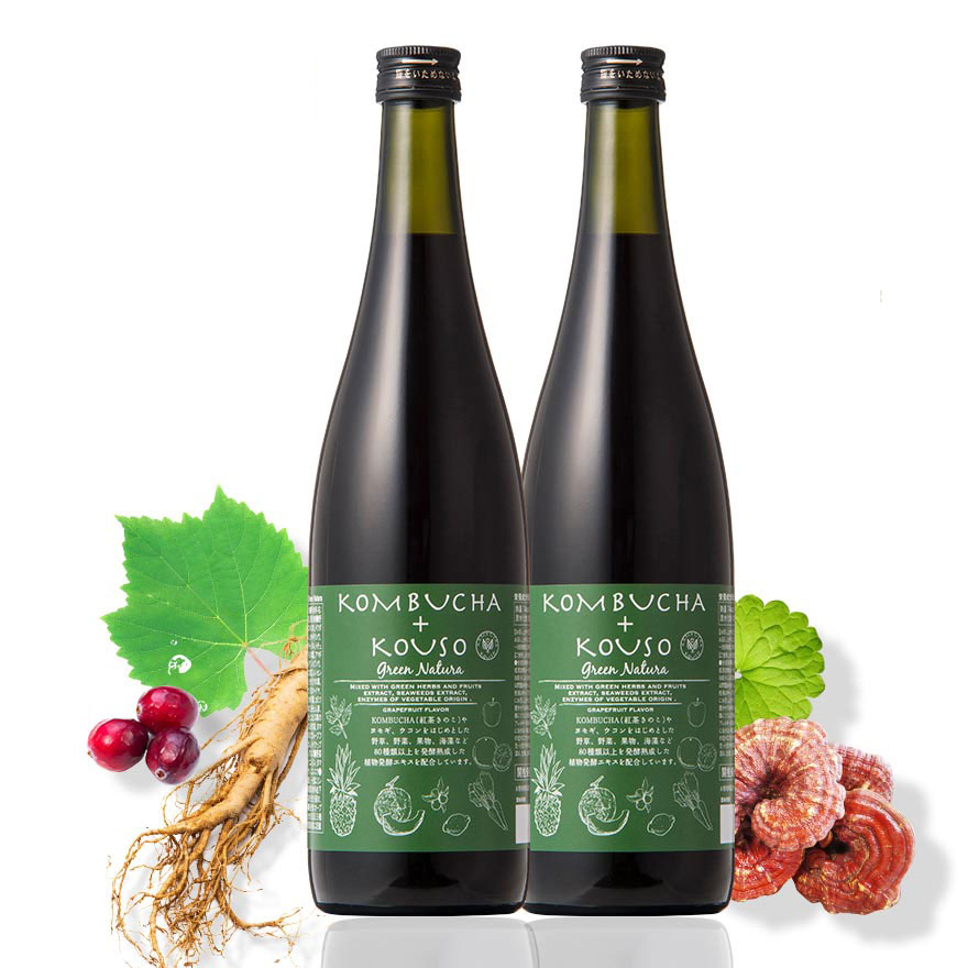 コンブチャ 酵素ドリンク グリーンナチュラ 無添加 野草酵素 720ml×2本セット ファスティング
