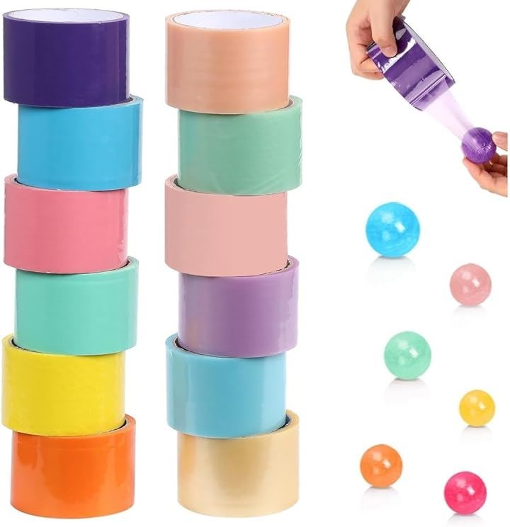 テープボール 粘着ボールテープ カラフル DIY(幅60mm12個セット) 4,714円