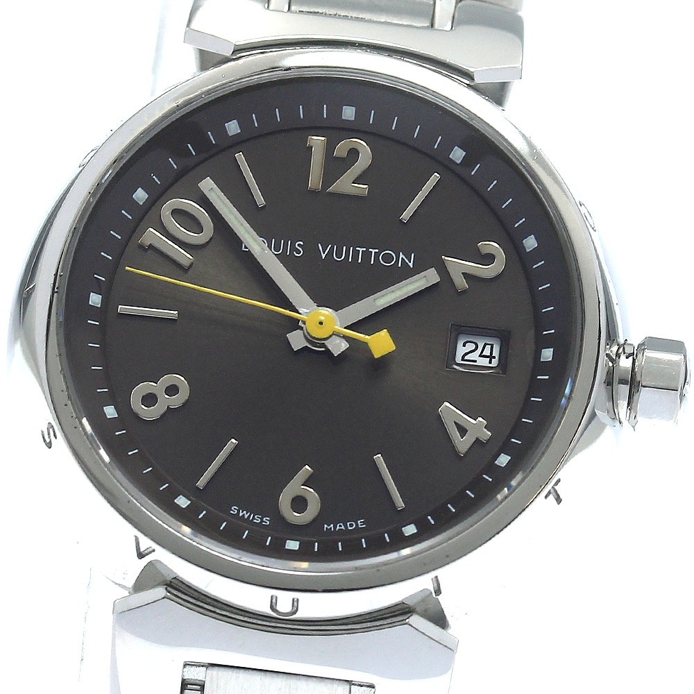 ルイ・ヴィトン LOUIS VUITTON Q1211 タンブール デイト クォーツ レディース 箱・保証書付き_869824【中古】