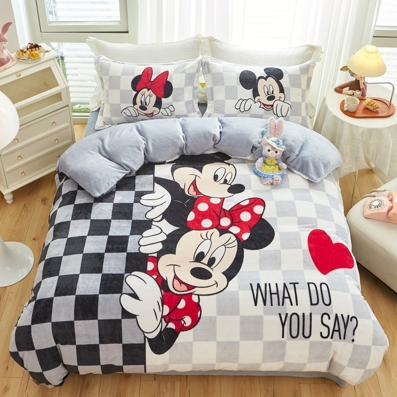 ミルクベルベットシーツ台湾ベッド4点セット厚みのある暖かいベルベットキルトカバー3点セット