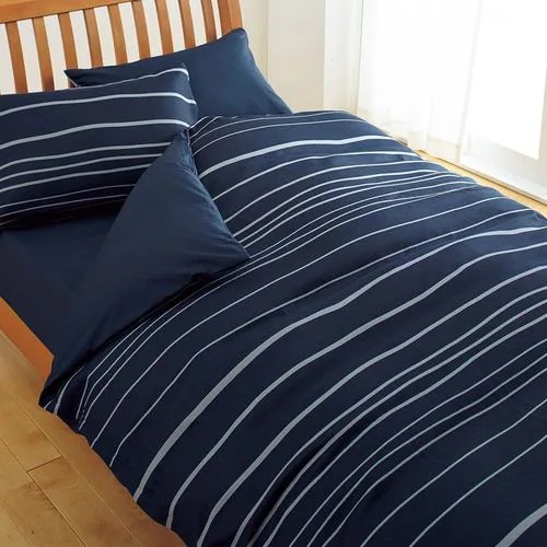 [ダブル] 西川 掛けふとんカバーmee ME40DL ネイビー 日本製 綿100％ 抗菌 防縮 218790293260