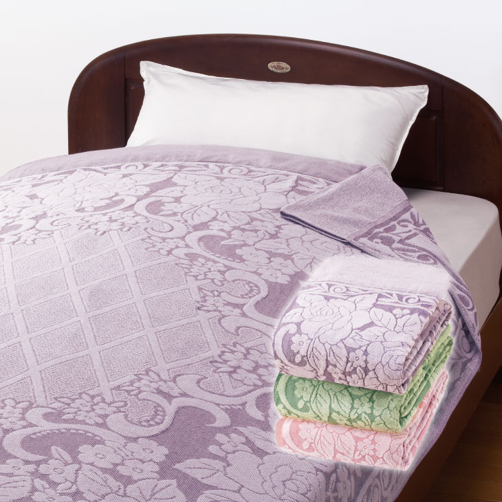 今治タオルケット シングル 3色組 パープル グリーン ピンク 今治産 ジャカード織 タオルケット