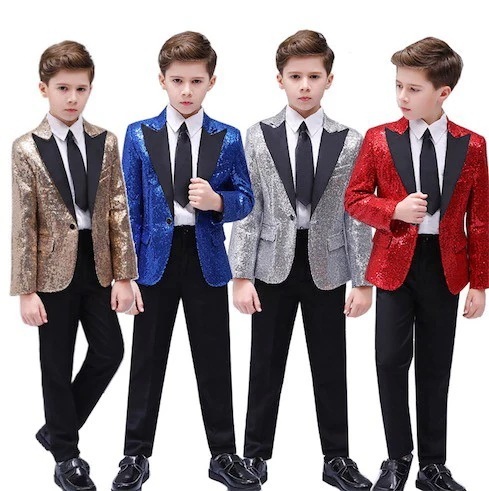 子ども演出服 テーラードジャケットタキシードスーツセットアップ男の子 キッズ舞台ステージ衣装