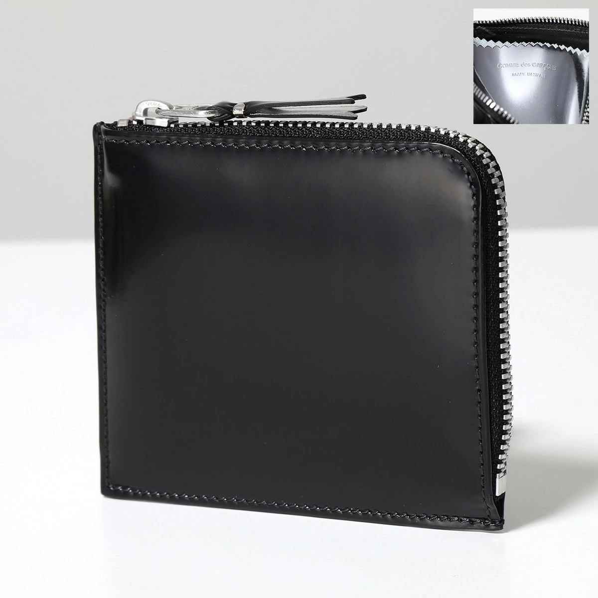 COMME des GARCONS コムデギャルソン ミニ財布 MIRROR INSIDE SA3100MI メンズ レディース レザー L字ファスナー コインケース SILVER