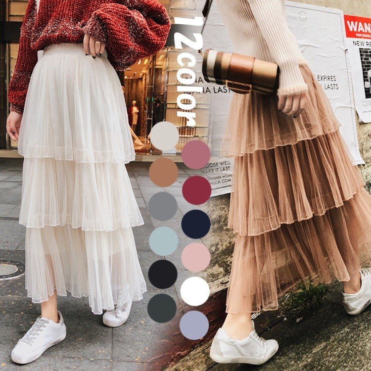 【超お得1つ買うと10個もらえる】急速出荷スカート ボトムス レディース 春秋 きれいめ 40代 ロング丈 ティアードスカート