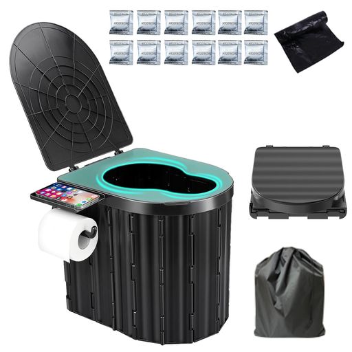 G GO HO 簡易トイレ 非常用 耐荷重200KG ポータブルトイレ 携帯トイレ 折りたたみ式 人間工学デザイン 仮設トイレ 防災グッズ 災害 キャンプ 介護用 処理袋&凝固剤付き