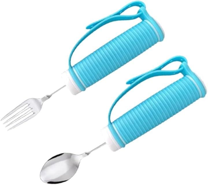 介護用スプーン すくいやすい食器 子ども 介護用品 箸 ののじ 自助具 ステンレス製ハンドル付き(ブルー)