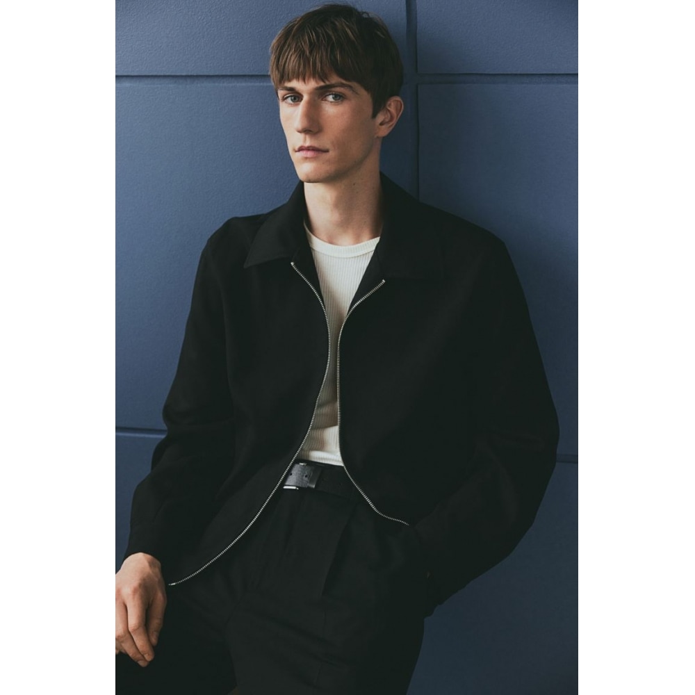H&M レギュラーフィットシャツジャケットブラック