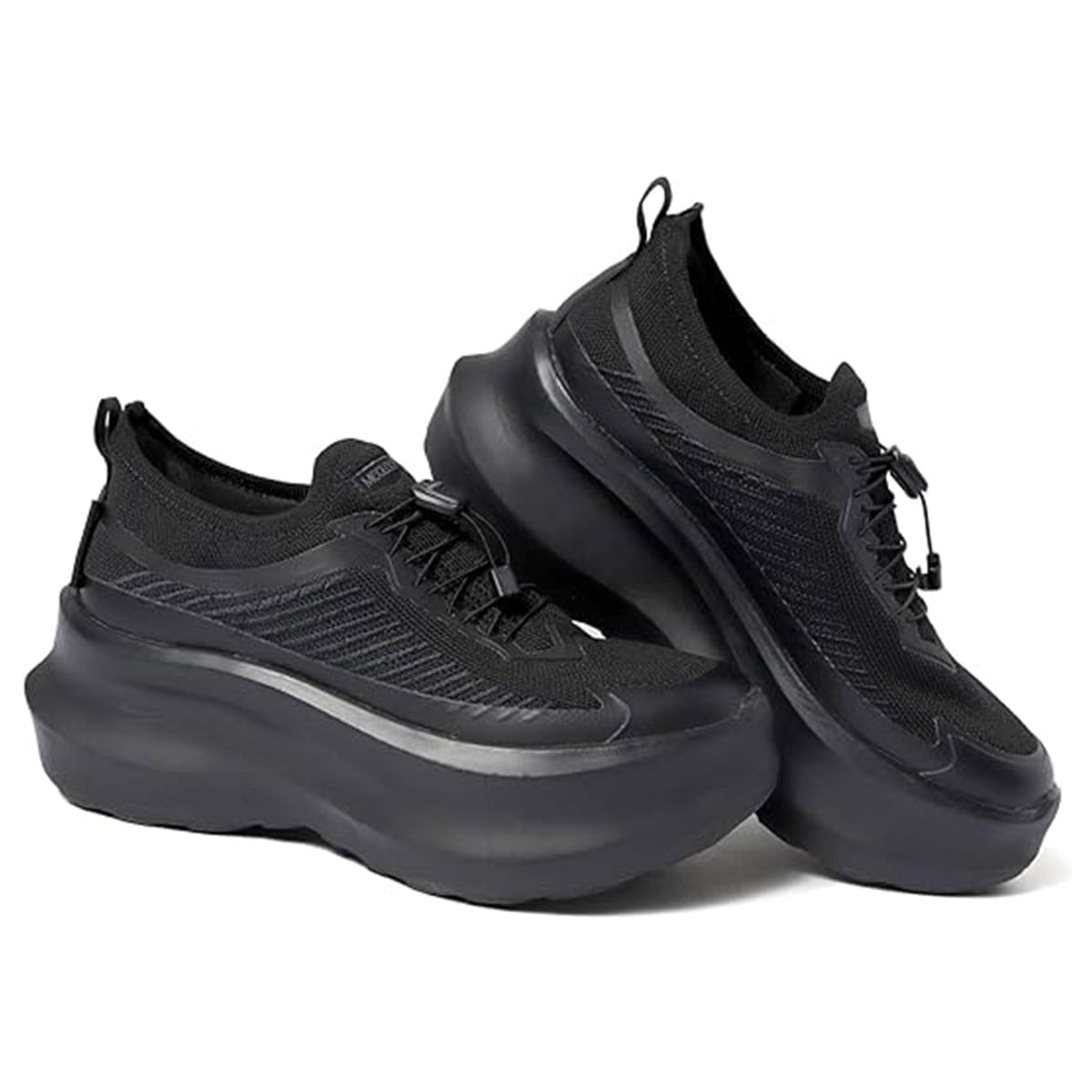 未体験 振動シューズ ダイエット サポート スニーカー レディース 厚底 靴 疲れない スリッポン 軽量 足つぼインソール ハンズフリー 黒 ダイエットシューズ Makuake MEGLOOP